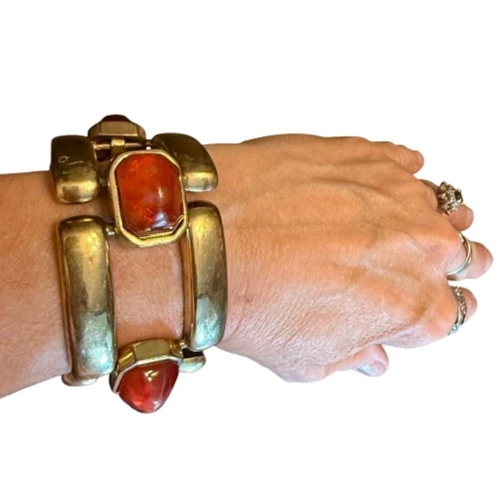 Dannijo Vintage Gold Tone Carnelian Cabochon Link Bracelet